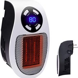 MOSKILA 350W Space Heater, Wall Outlet Electric Space Heater as Seen on TV with Adjustable Thermostat and Timer and Led Display, Compact for Office Dorm Room
