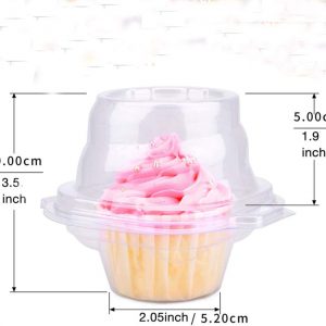Single Cupcake Boxes -Individual Cupcake Container – Single Compartment Cupcake Carrier Holder Box – Stackable – Deep Dome – Clear Plastic – BPA-Free- (25)