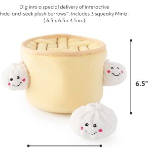 LEIPING ZippyPaws Zippy Burrow Interactive Dog Toys – Hide and Seek Dog Toys and Puppy Toys, Colorful Squeaky Dog Toys, and Plush Dog Puzzles, Soup Dumplings